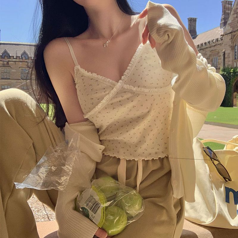 [BELLIDE MADE] FLOWER PATTERN LACE sleeveless camisole
