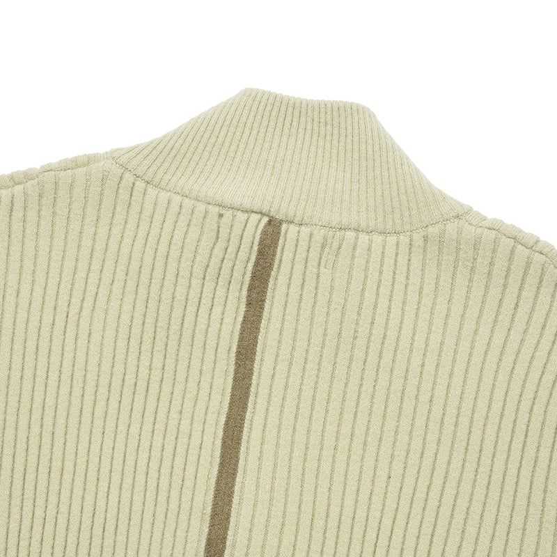 LINE POINT HIGH NECK KNIT ZIP UP [LIGHT KHAKI]