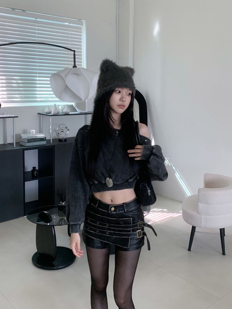 Meow Angora Cat's Tail Knit Beanie