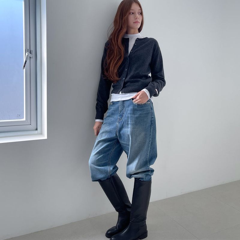 Rolling Knit Cardigan _Deep Charcoal