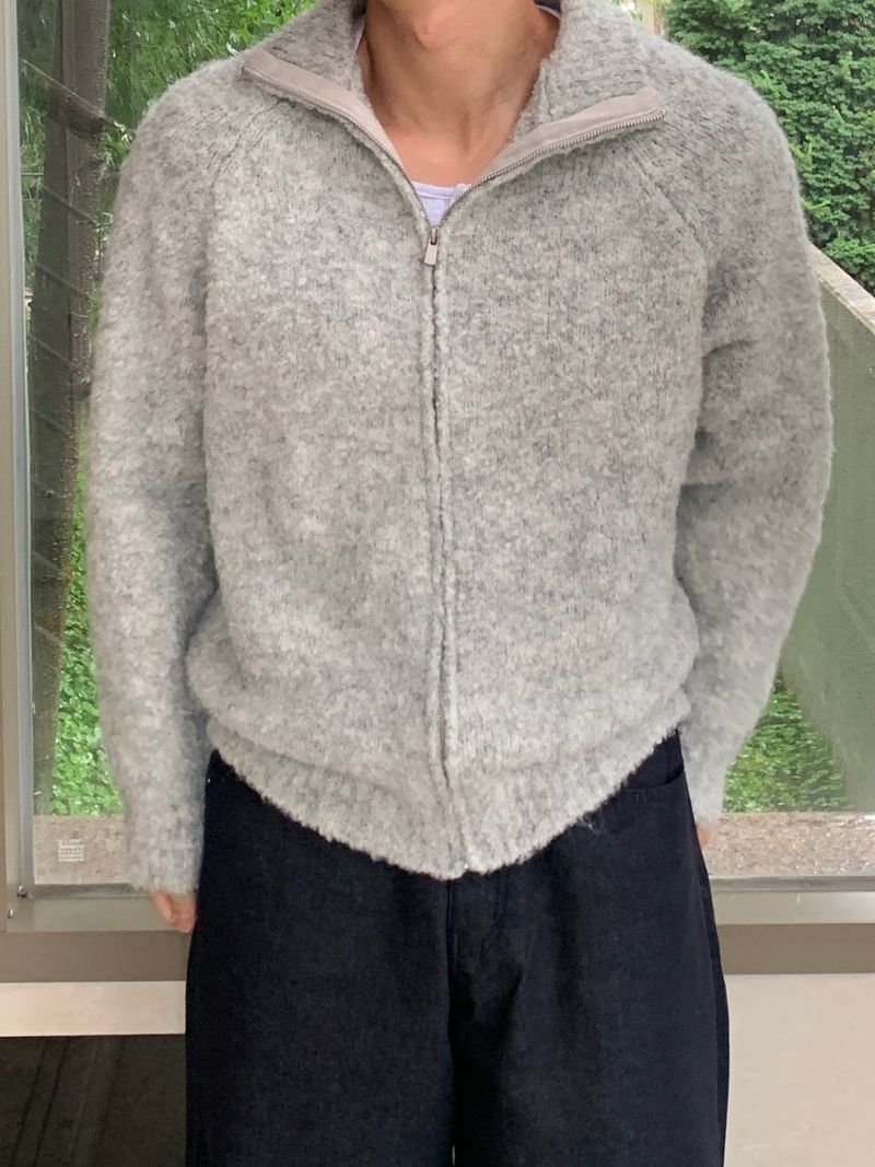 Boucle Full Zip Two-Way Cardigan