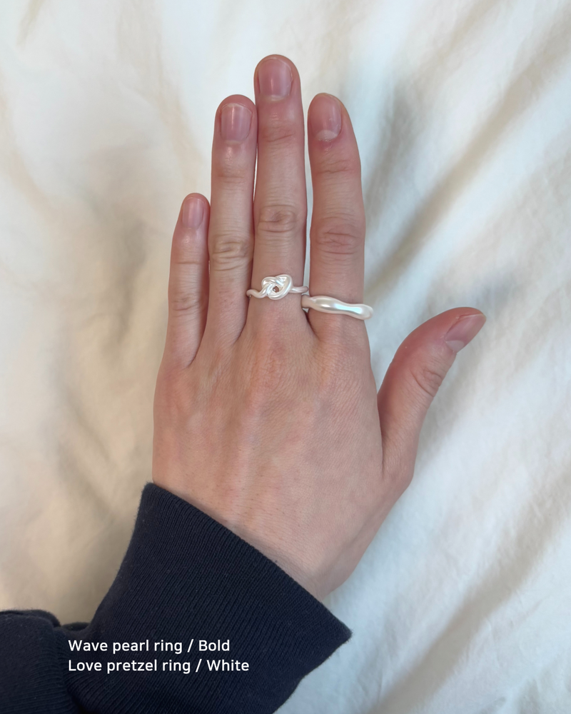 Wave Pearl Ring SET (2 piece)