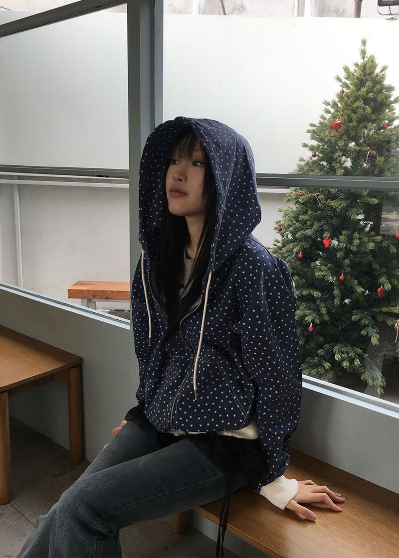 STAR PIGMENT HOOD ZIP-UP