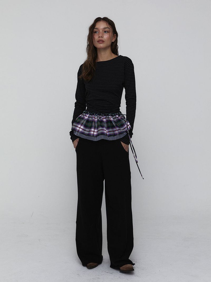 Side Shirring Stripe Top_Charcoal