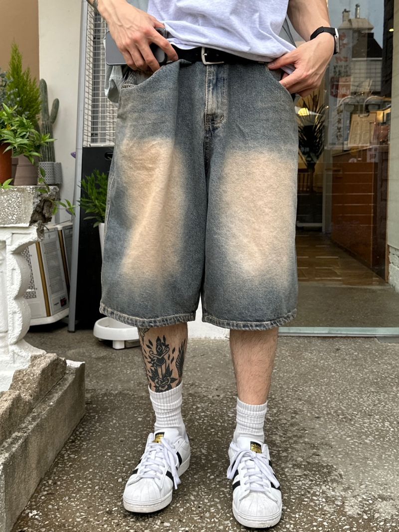 Dying Washing Denim Half Pants