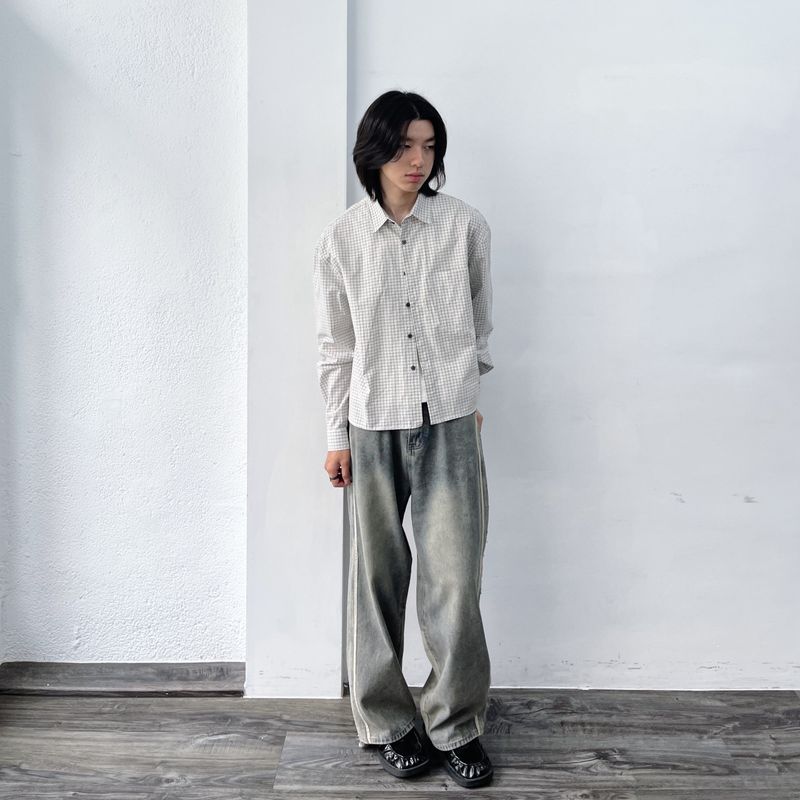 Urban Functional Cropped Plaid Shirt