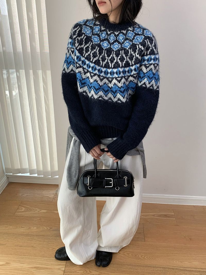 Irish Round Loose Fit Long Sleeve Knitwear