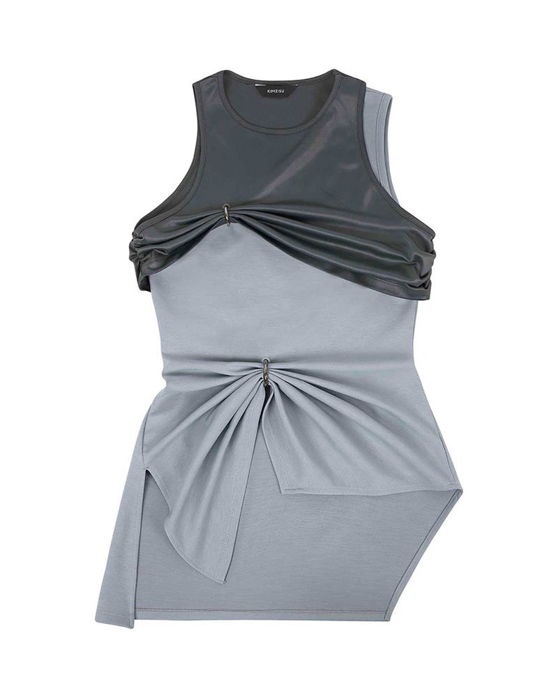 Chain Link Layered Top _ Grey
