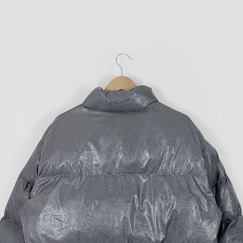 Cracked Nuptse Metallic Short Puffer Jacket