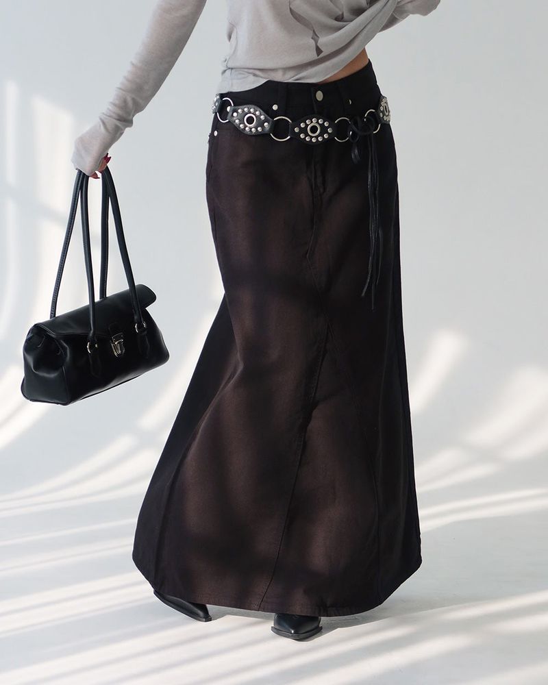 4 color cotton maxi long skirt