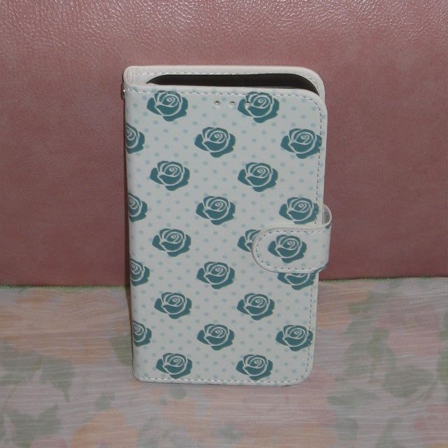 Youth Spirit（ユース スピリット）の「Rose Rose Dot Til Blue Turquoise Vintage Diary Leather Card wallet Phone case（Smartphone Accessories）」
