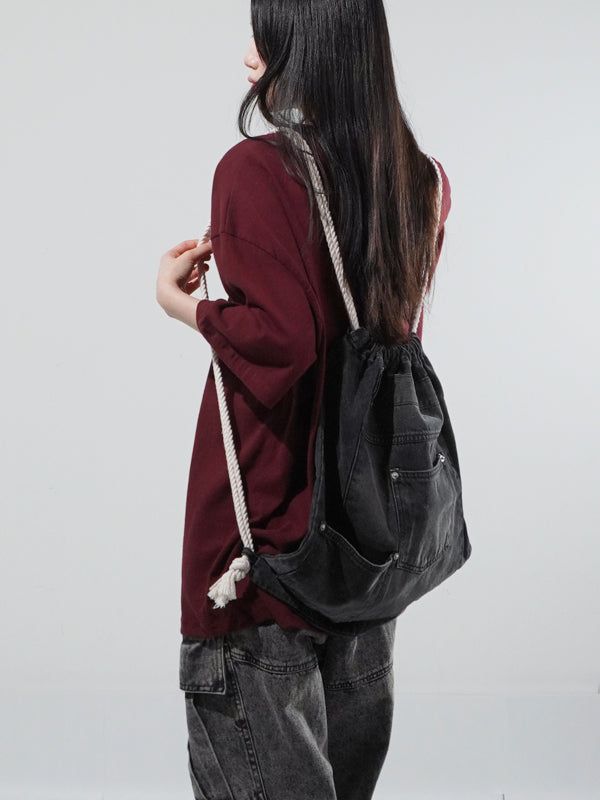 (UNISEX) Denim Rope String Gymsack