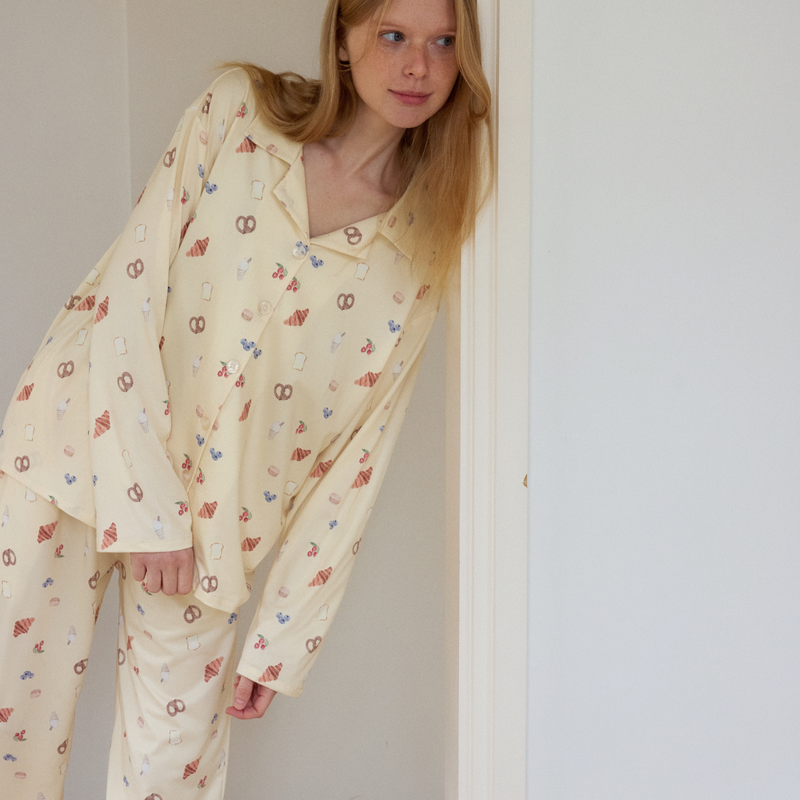 2025ss spring and summer printed pajamas set