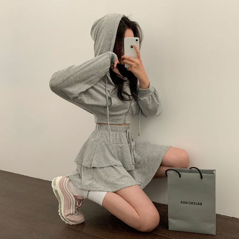 [Bellide made] skirt + hooded zip-up set