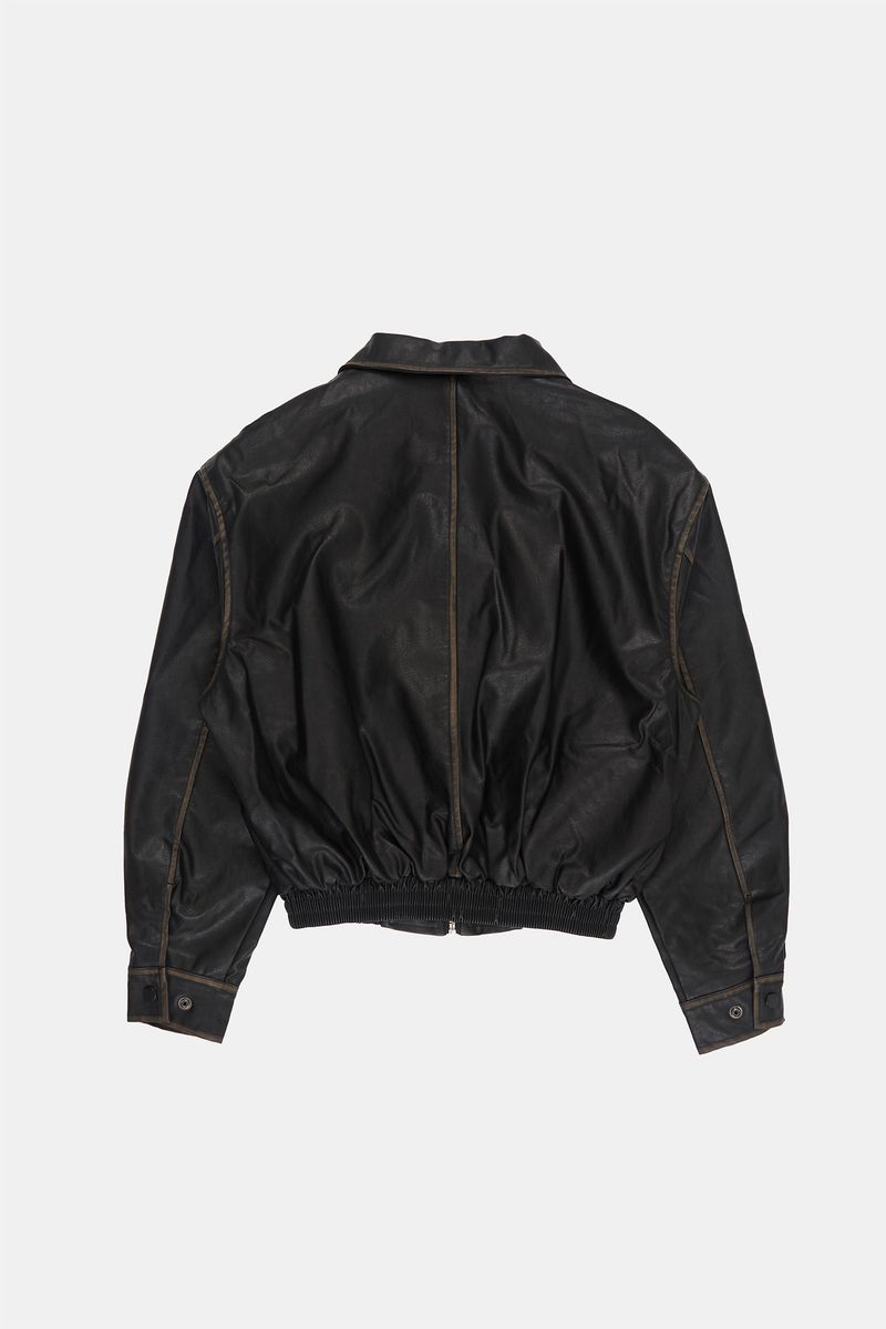 Northway washed leather collar jumper