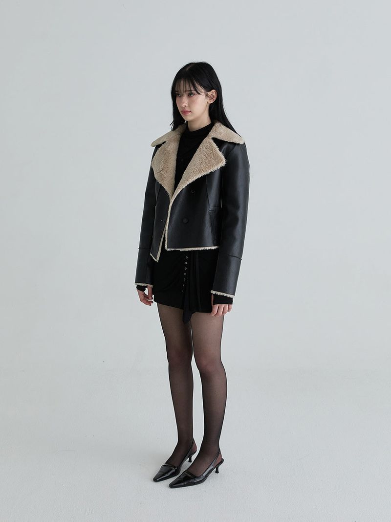 Reversible shearling mustang (Black)