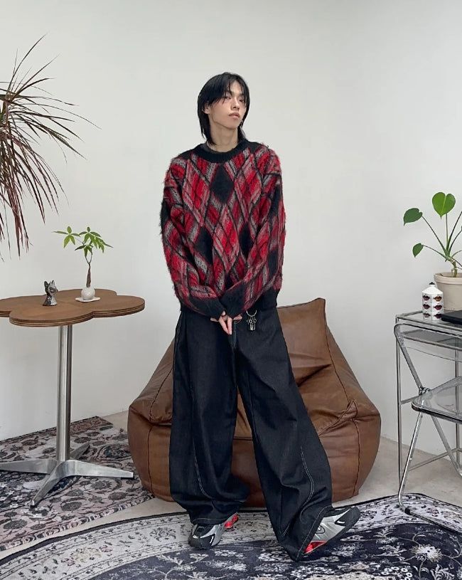 Laken faded argyle knit