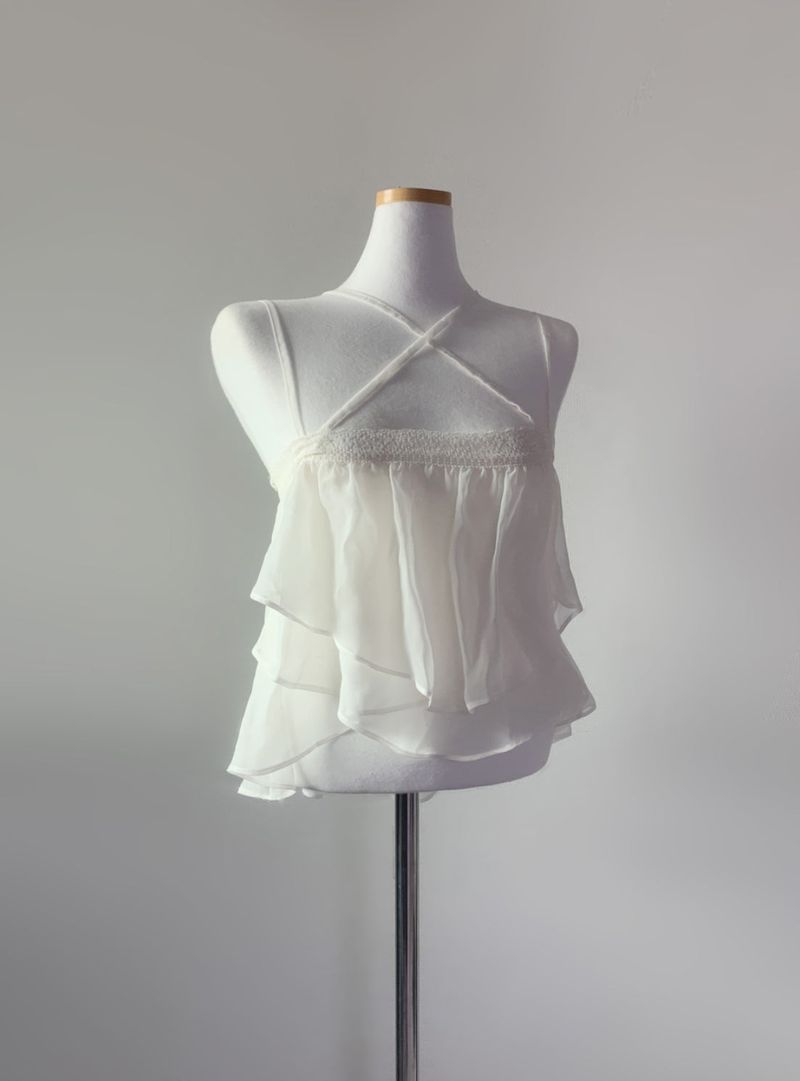 ining strap frill top (ivory)