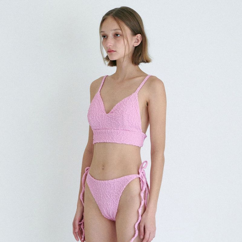 STRING SHIRRING BIKINI SET / PINK