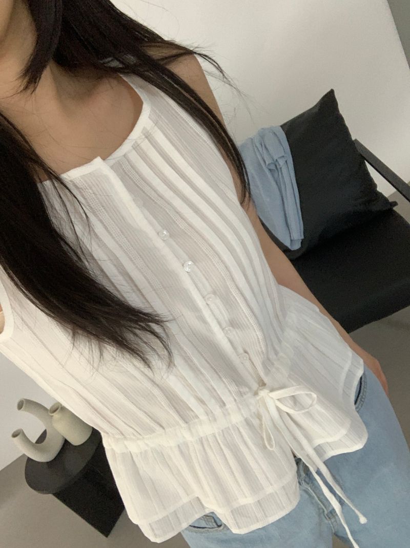 Harrison Pintuck Sleeveless Blouse