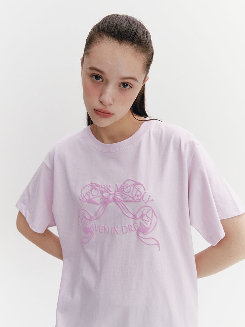 MOILLY(モイリー)の「Ribbon Boxy T Purple(Tops)」