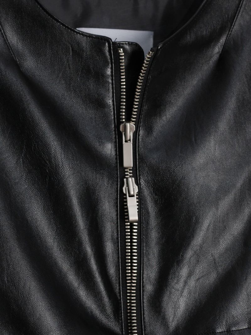 El Collarless Leather Jacket