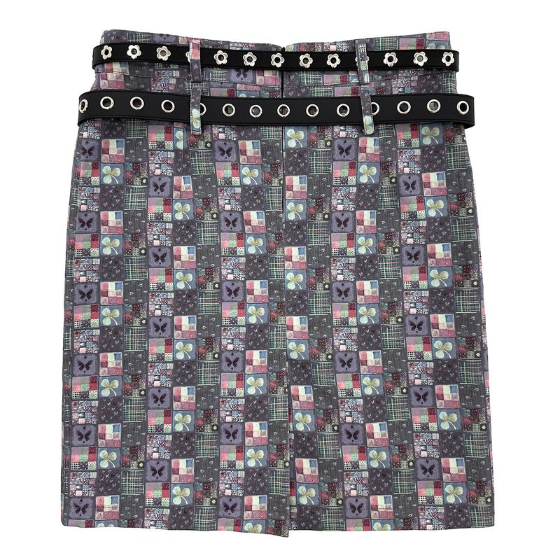 Double Belt Loops Midi Skirt [Grey]