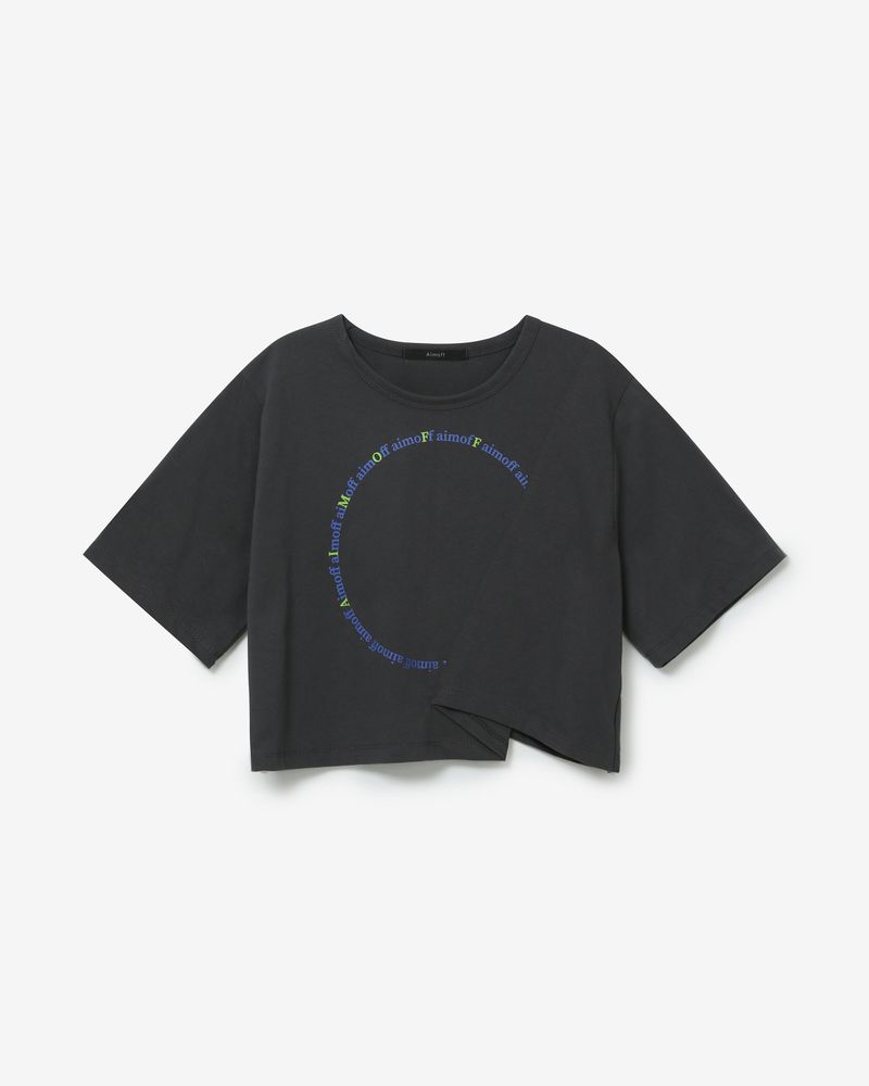 AIMOFF（アイムオフ）の「circle lettering 1/2 T-shirt [ charcoal ]（Tops）」