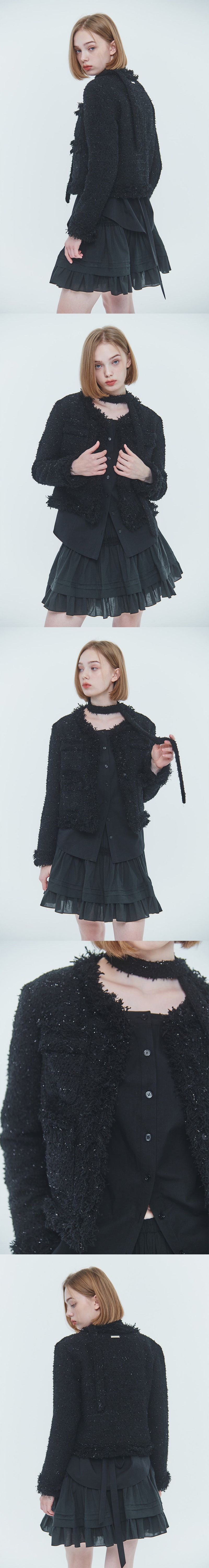 LUCY SCARF TWEED JACKET black