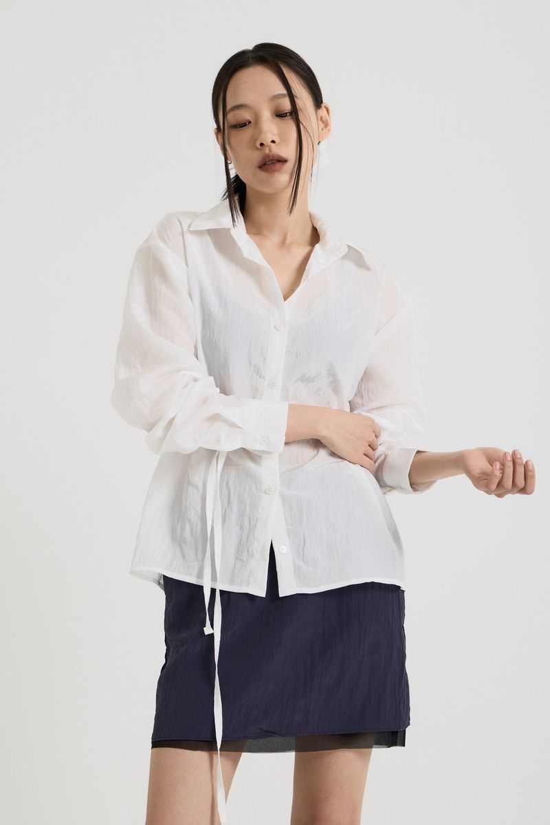 Sheer String Blouse, White