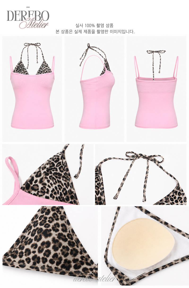 Pink leopard layered sleeveless t-shirt