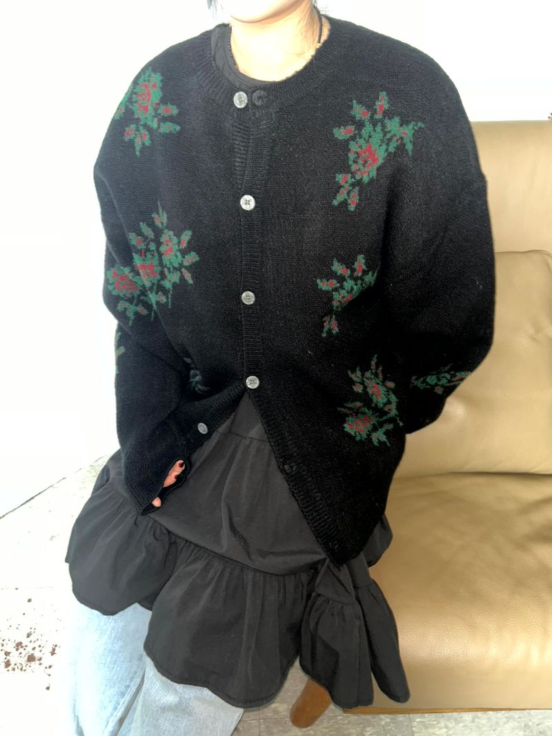(2color) flower cardigan