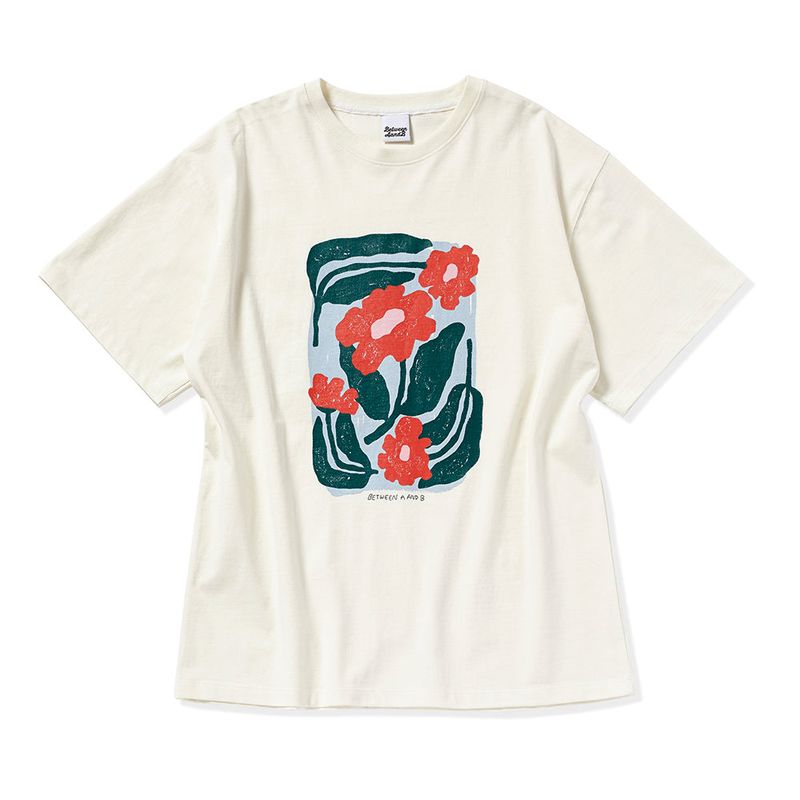 FLOWER DRAWING OVERSIZED T-SHIRT_IVORY
