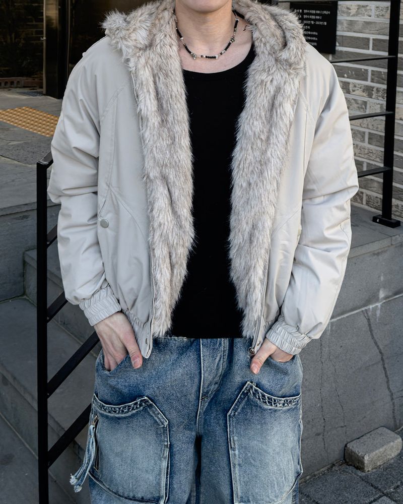 Helen Cropped Fur Hooded Jumper