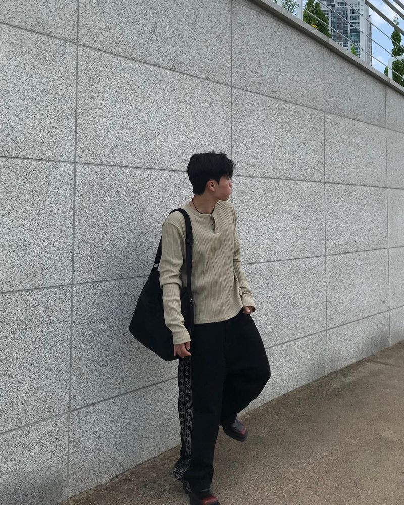 Corduroy Slim Henly Neck Long Sleeve