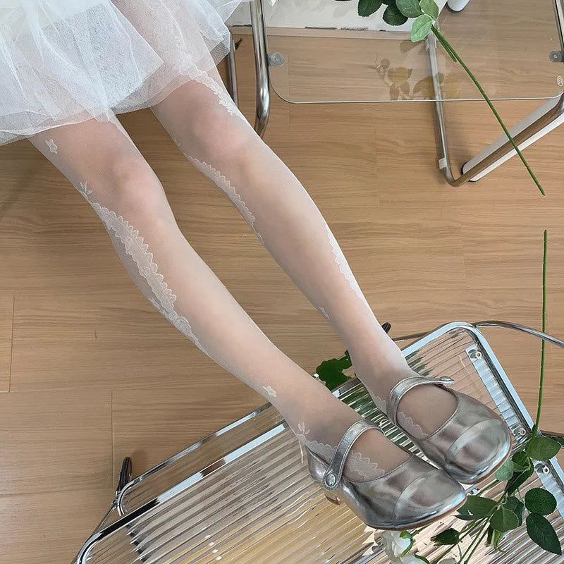 [1+1 Special] Y2K Rose Flower Sheer Tights