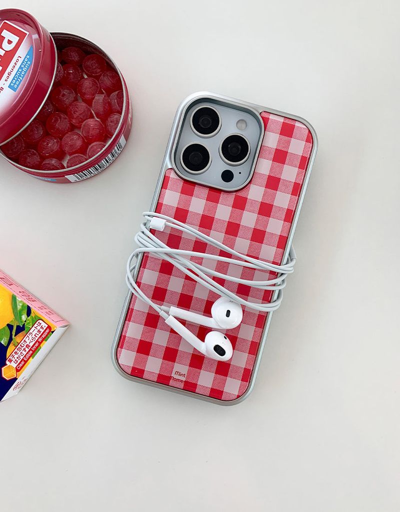 [MADE]ピクニックレッド シルバーエポキシ バンパー iPhoneケース