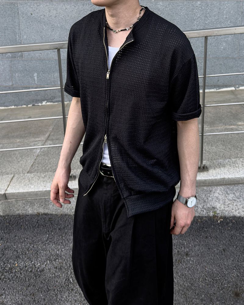 Rell Short Sleeve Knit Zip-Up