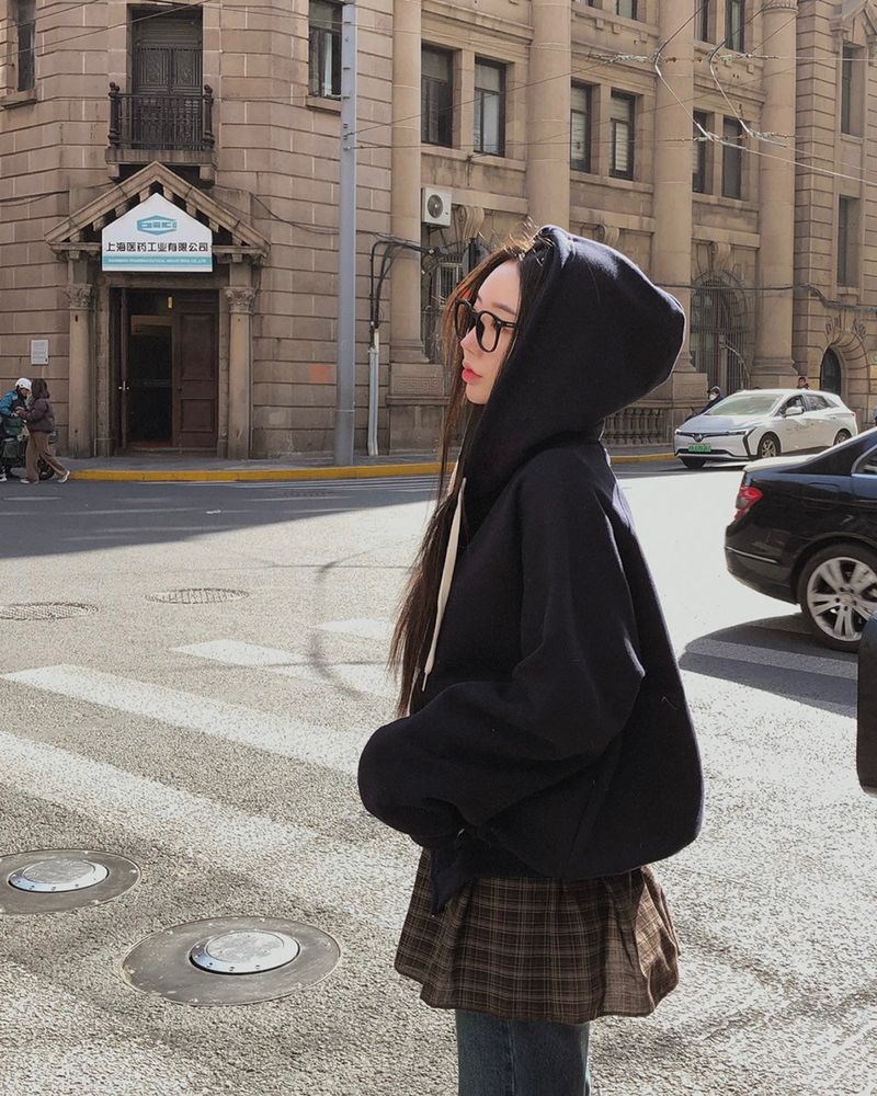 [Bellied made] Movening Color Blocking Two-Way Hooded Zip-up
