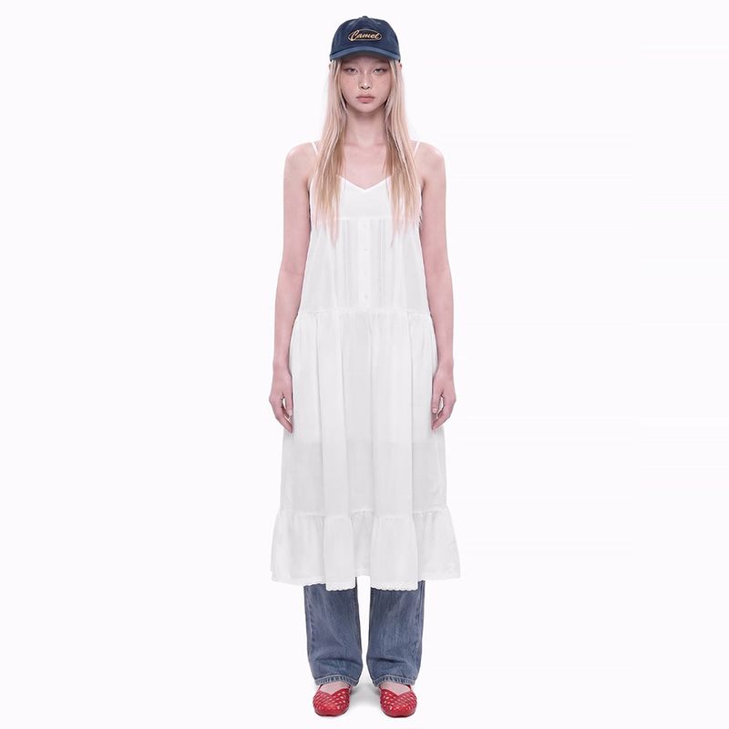 VVV（ブイブイブイ）の「Lace Layered Sleeveless Long Dress _ White（Dresses）」