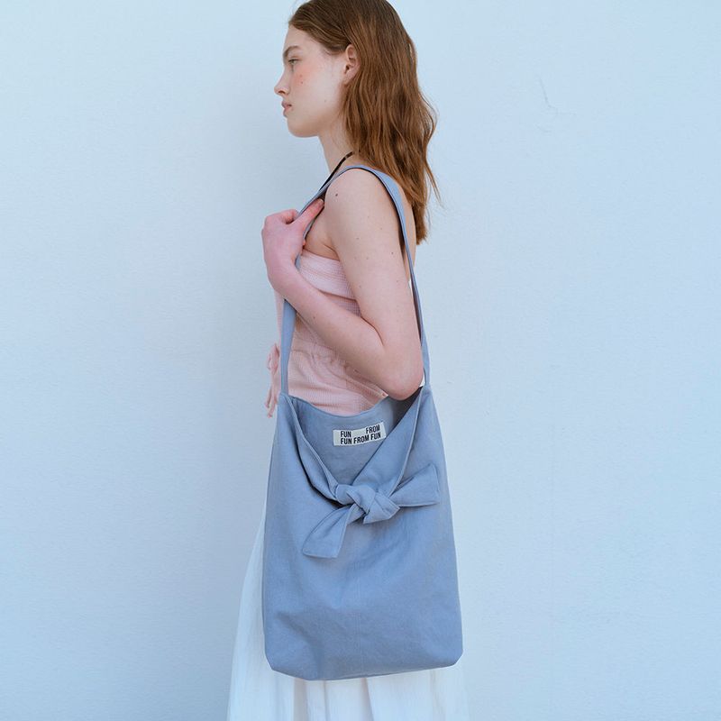 FUN FROM FUN（ファンフロムファン）の「 RIBBON POINTED ECO BAG, SUBDUED BLUE（Bags）」