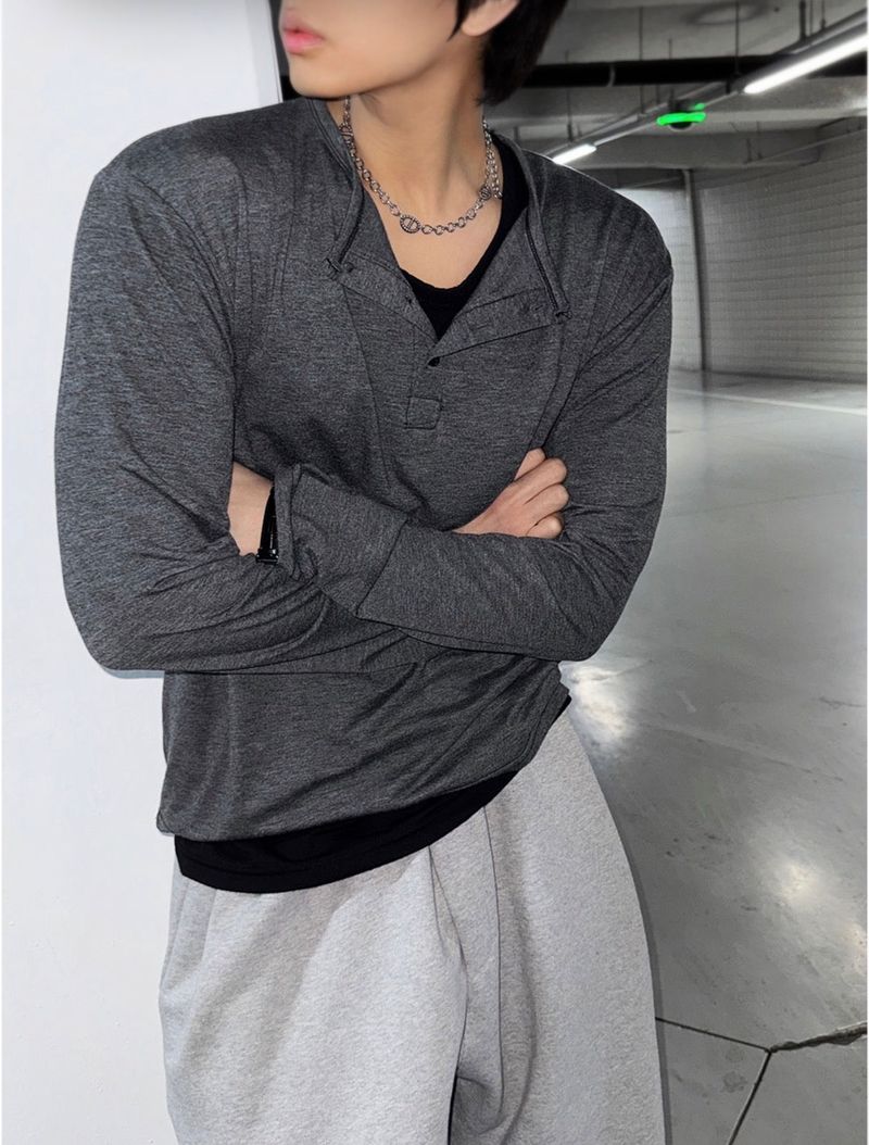 Layered Henley Neck Tee