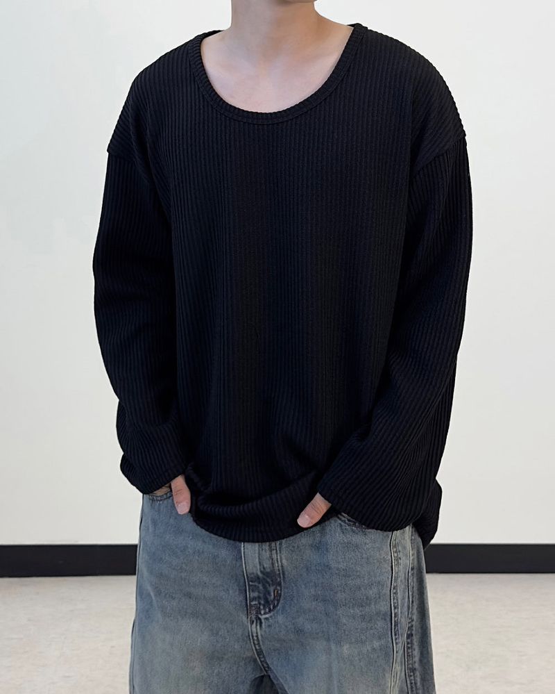 Hug Oversized Ribbed U-Neck Knit