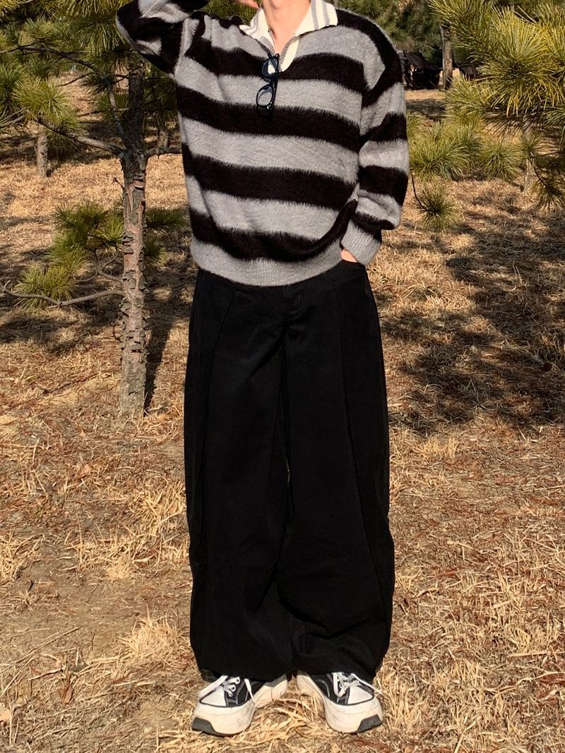 Wide Curved Cotton Pants