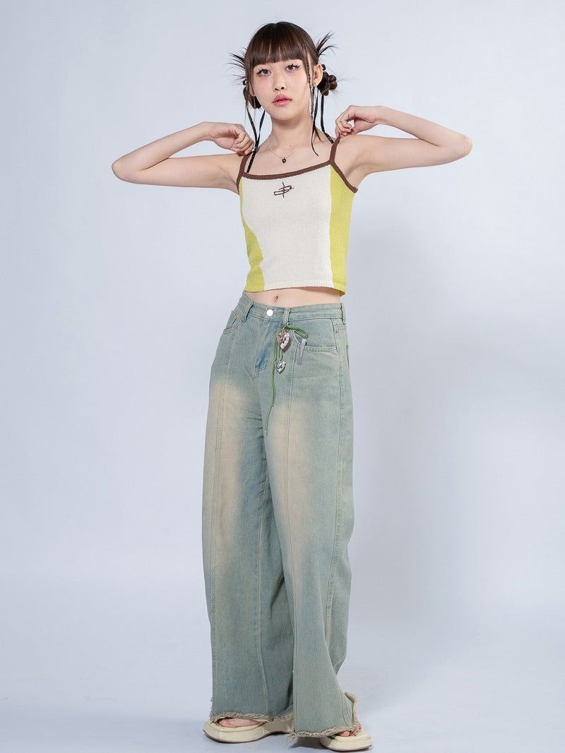NASH 2 COLOR KNIT TOP _ LIME
