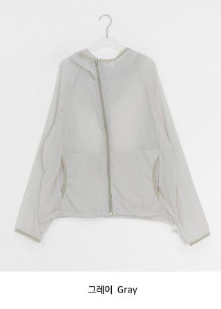 Mimove Diagonal SeeThrough Taping Summer Wind Jumper