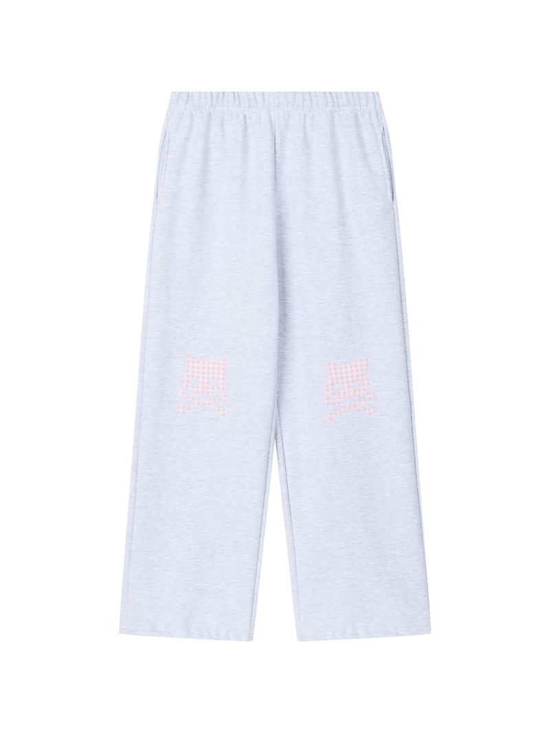 KIRI SKULL PATCH SWEAT PANTS (LIGHT GREY)
