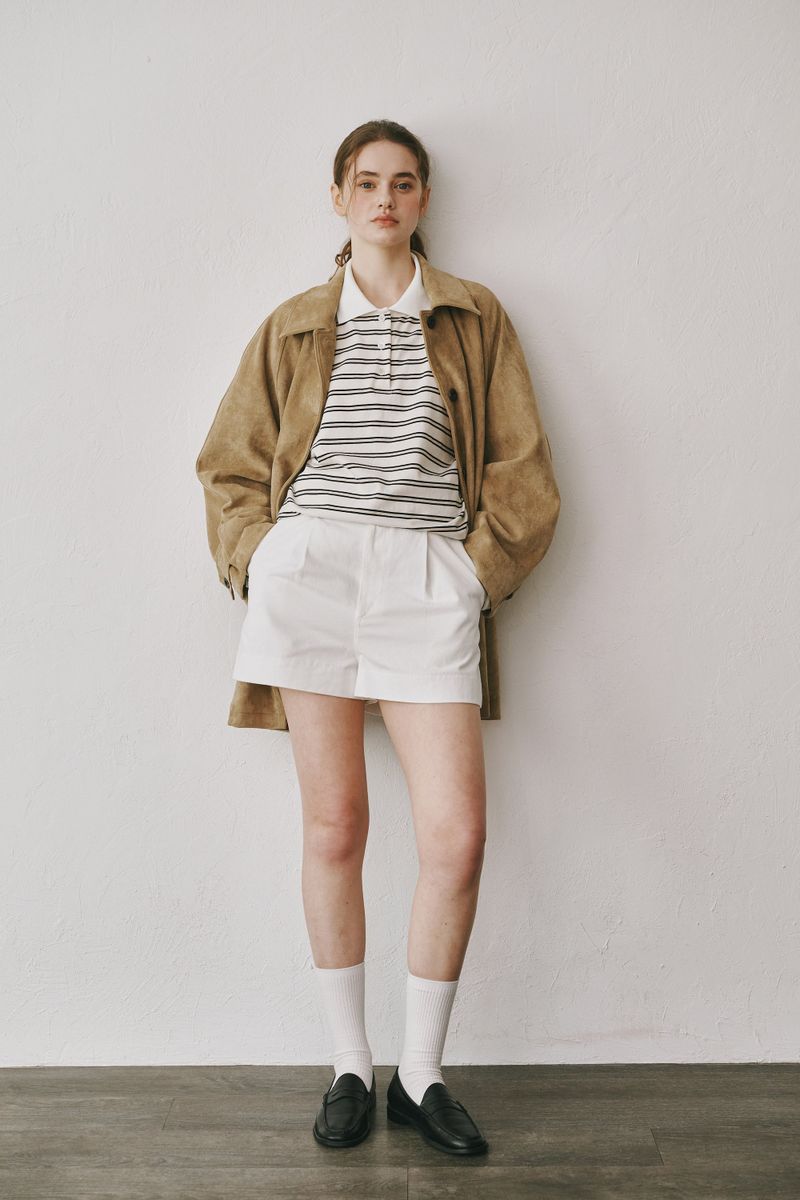 Suede half coat (Beige)