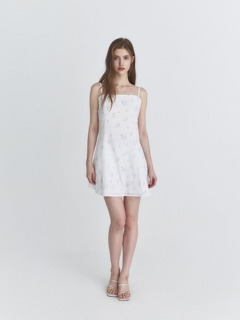 Floral flare dress (White)
