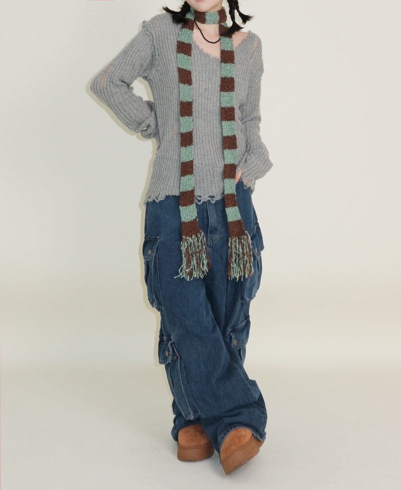 Zelda Double Pocket String Wide Denim Pants
